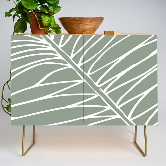 Minimalist, Tropical Leaf, Green, Boho Wall Art Credenza Gallery Image 1