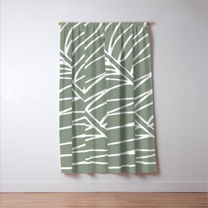 Minimalist, Tropical Leaf, Green, Boho Wall Art Window Curtain Gallery Image 3