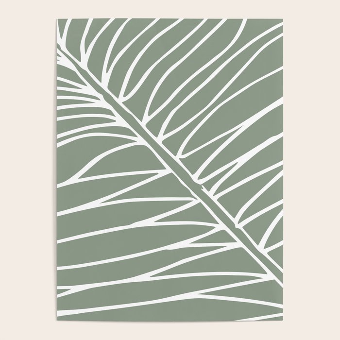 Minimalist, Tropical Leaf, Green, Boho Wall Art Poster Gallery Image 4