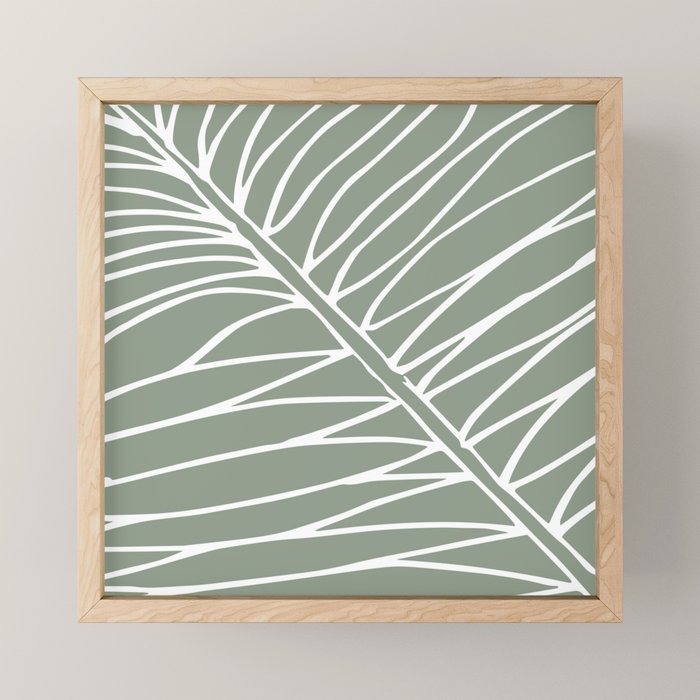 Minimalist, Tropical Leaf, Green, Boho Wall Art Mini Art Print Gallery Image 1