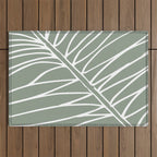 Minimalist, Tropical Leaf, Green, Boho Wall Art Outdoor Rug Gallery Image 1