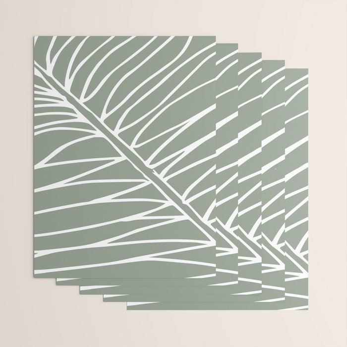 Minimalist, Tropical Leaf, Green, Boho Wall Art Wrapping Paper Gallery Image 3