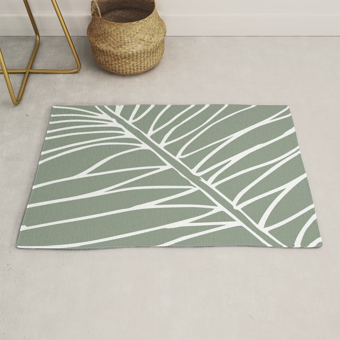 Minimalist, Tropical Leaf, Green, Boho Wall Art Rug Gallery Image 1