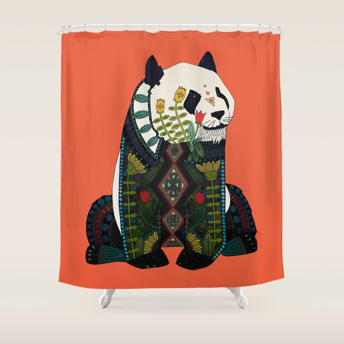 panda orange Shower Curtain Gallery Image 1