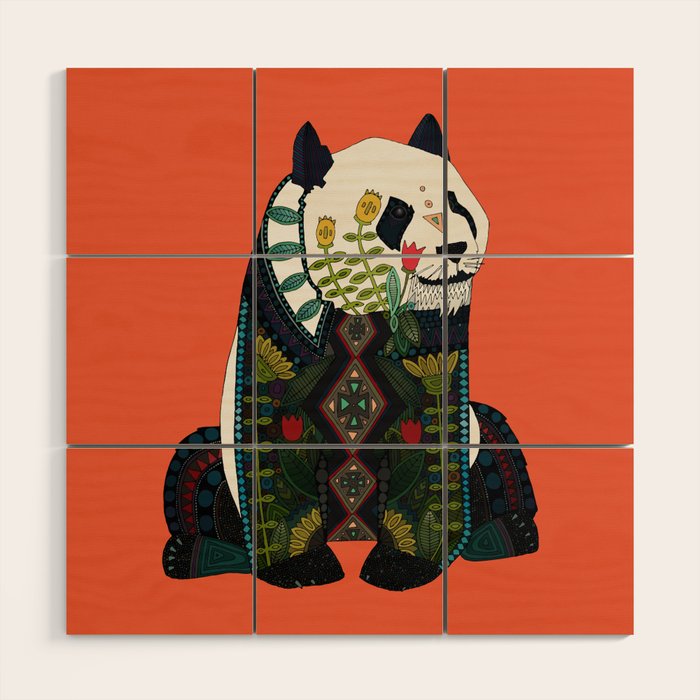 panda orange Wood Wall Art Gallery Image 1