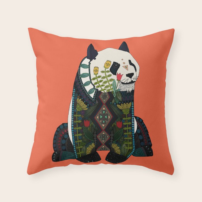 panda orange Throw Pillow Gallery Image 6