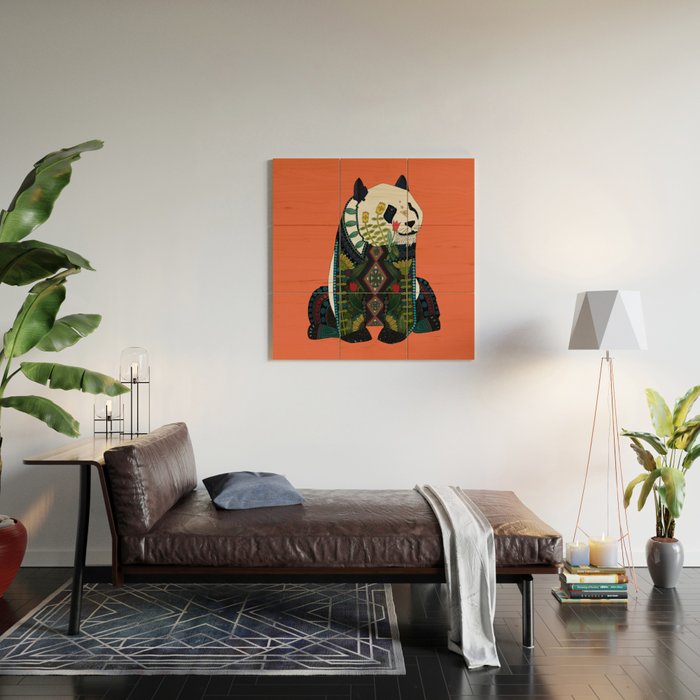 panda orange Wood Wall Art Gallery Image 2