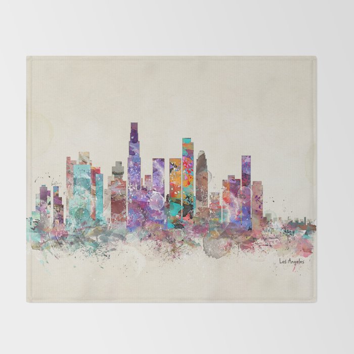 los angeles california skyline Throw Blanket Gallery Image 2