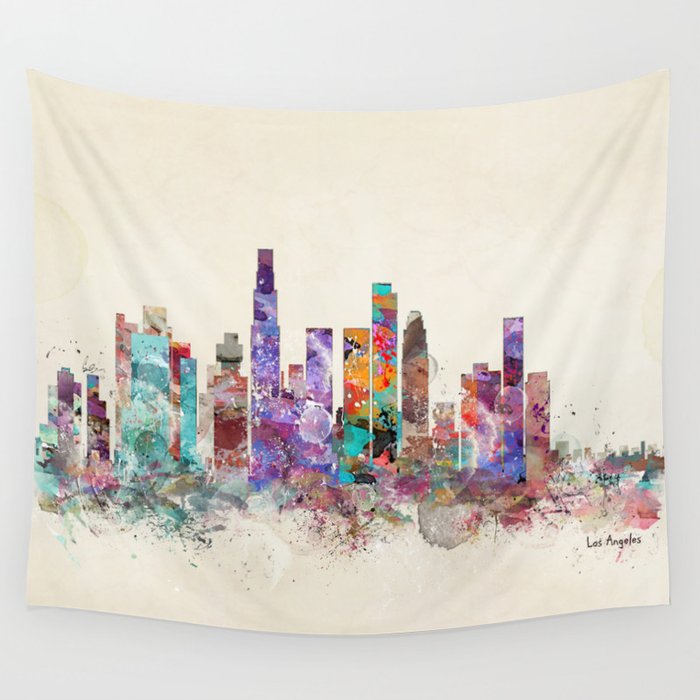 los angeles california skyline Wall Tapestry Gallery Image 1