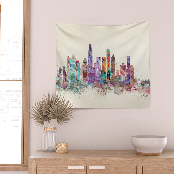 los angeles california skyline Wall Tapestry Gallery Image 2