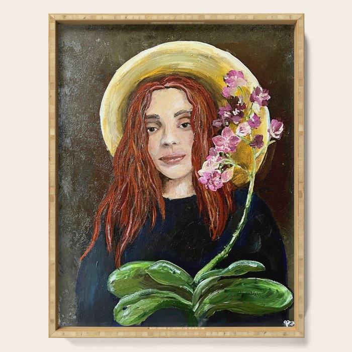 The Orchid Farmer Acrylic Painting Serving Tray Gallery Image 1