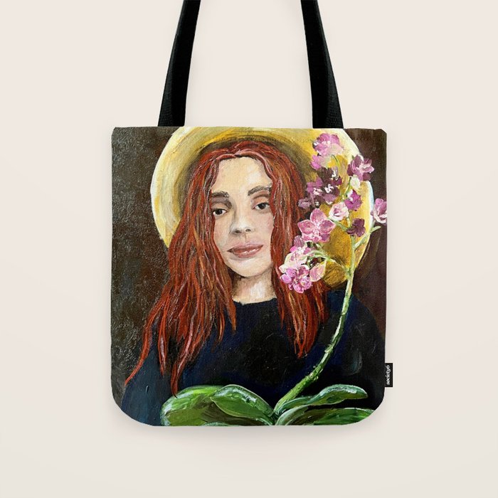 The Orchid Farmer Acrylic Painting Tote Bag Gallery Image 1