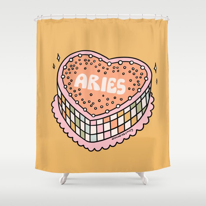 Aries Heart Cake Shower Curtain Gallery Image 1
