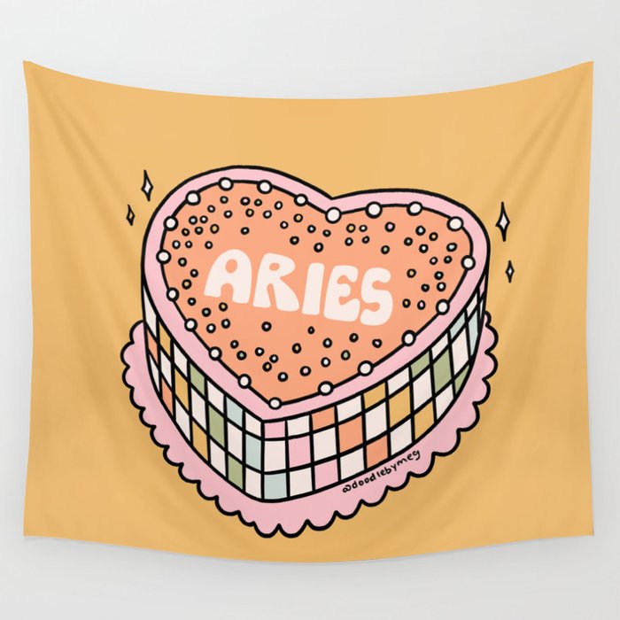 Aries Heart Cake Wall Tapestry Gallery Image 4