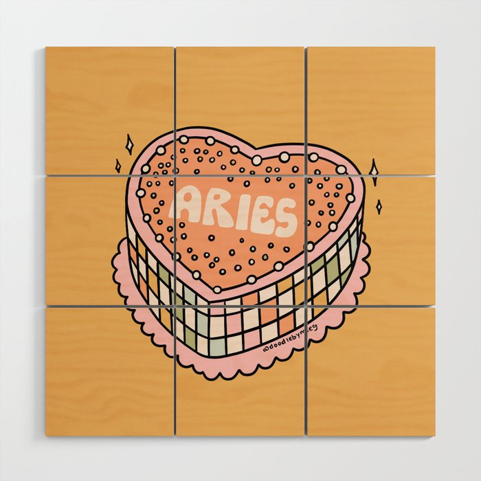 Aries Heart Cake Wood Wall Art Gallery Image 1