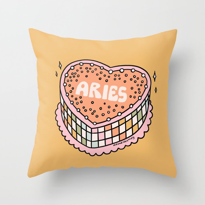 Aries Heart Cake Throw Pillow Gallery Image 1