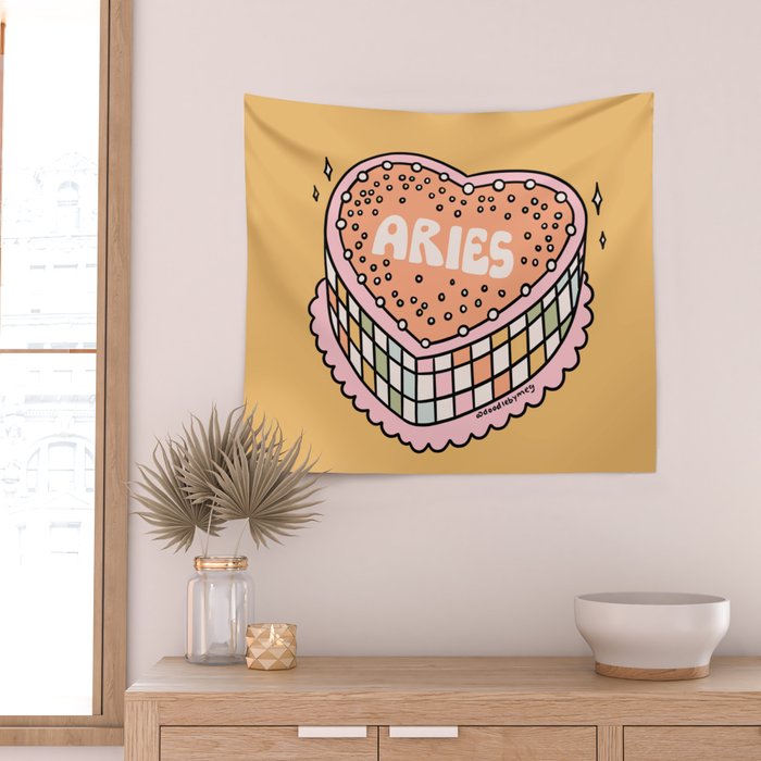 Aries Heart Cake Wall Tapestry Gallery Image 2