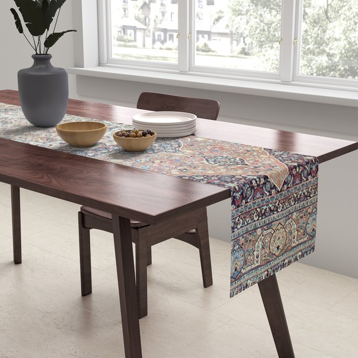 Haj Jalili Tabriz Persian Rug Print Table Runner Gallery Image 2