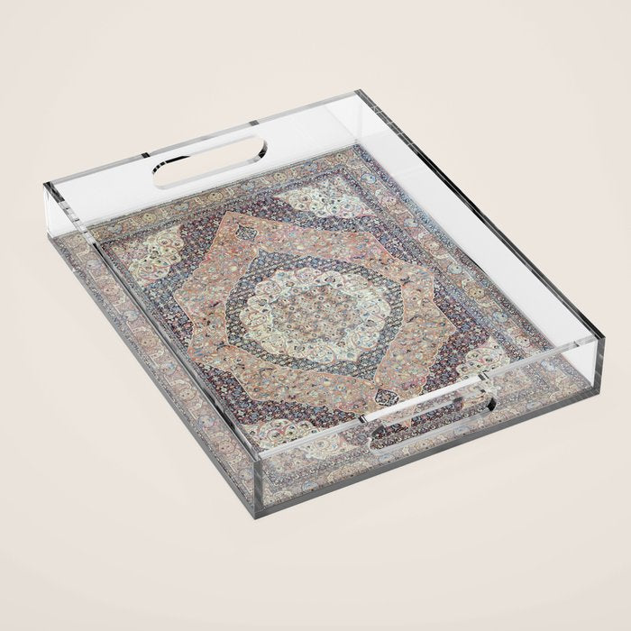 Haj Jalili Tabriz Persian Rug Print Acrylic Tray Gallery Image 1