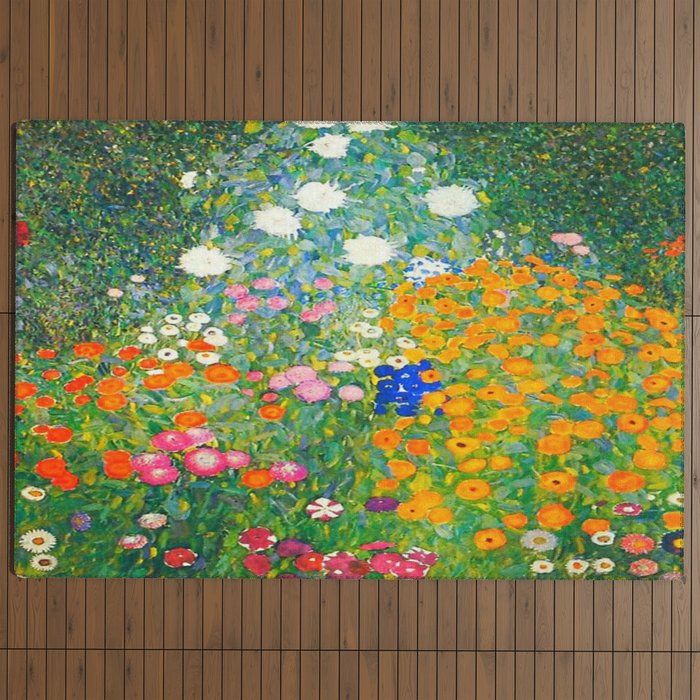 Gustav Klimt Flower Garden Outdoor Rug Gallery Image 4