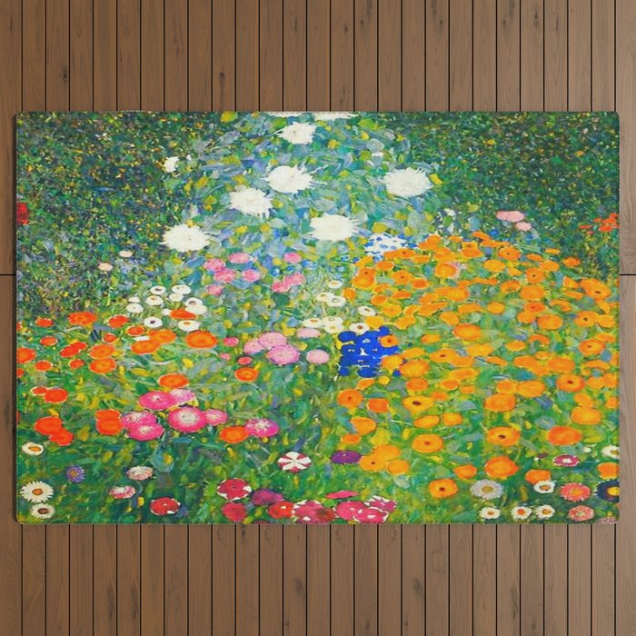 Gustav Klimt Flower Garden Outdoor Rug Gallery Image 3