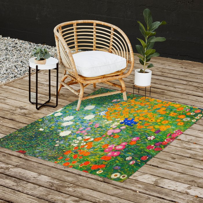 Gustav Klimt Flower Garden Outdoor Rug Gallery Image 2