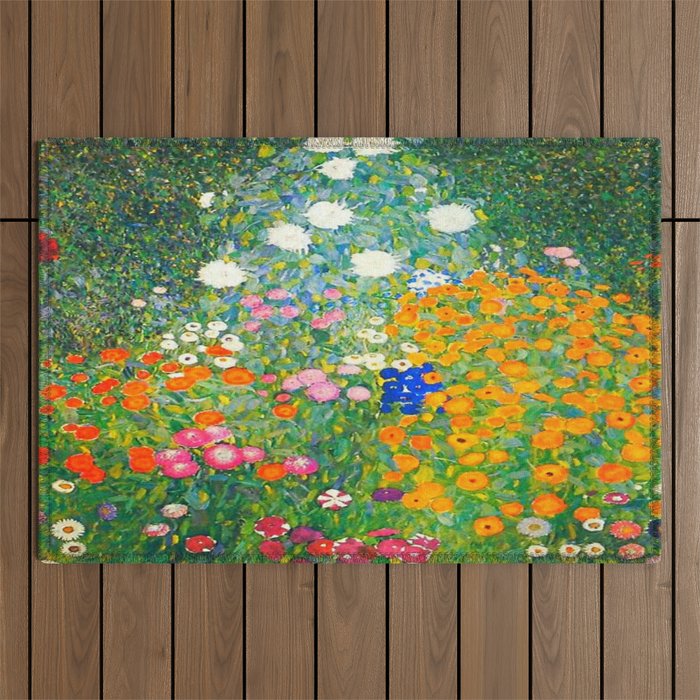 Gustav Klimt Flower Garden Outdoor Rug Gallery Image 1