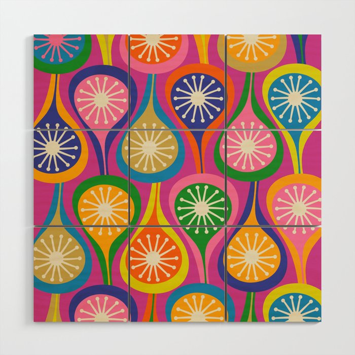 Colorful Mid Century Modern Atomic Drops Fun Retro Pattern Wood Wall Art Gallery Image 1