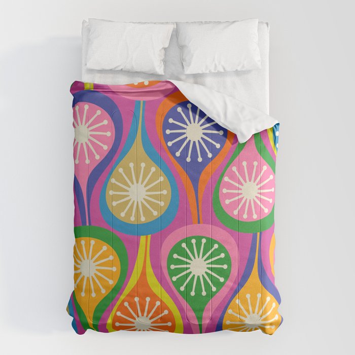 Colorful Mid Century Modern Atomic Drops Fun Retro Pattern Comforter Gallery Image 6