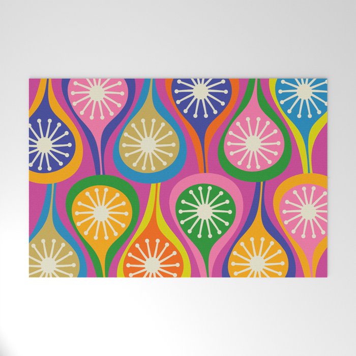 Colorful Mid Century Modern Atomic Drops Fun Retro Pattern Welcome Mat Gallery Image 1