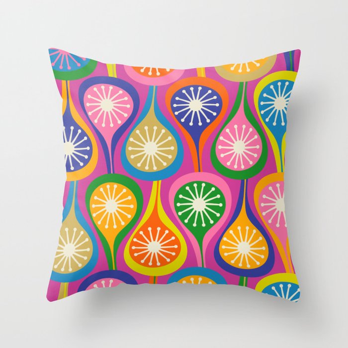 Colorful Mid Century Modern Atomic Drops Fun Retro Pattern Throw Pillow Gallery Image 6