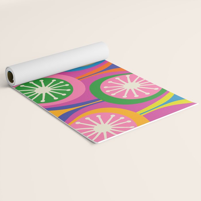 Colorful Mid Century Modern Atomic Drops Fun Retro Pattern Yoga Mat Gallery Image 2