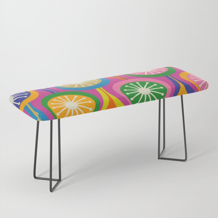 Colorful Mid Century Modern Atomic Drops Fun Retro Pattern Bench Gallery Image 1