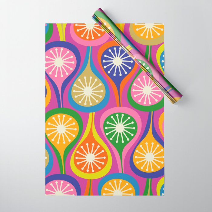 Colorful Mid Century Modern Atomic Drops Fun Retro Pattern Wrapping Paper Gallery Image 1