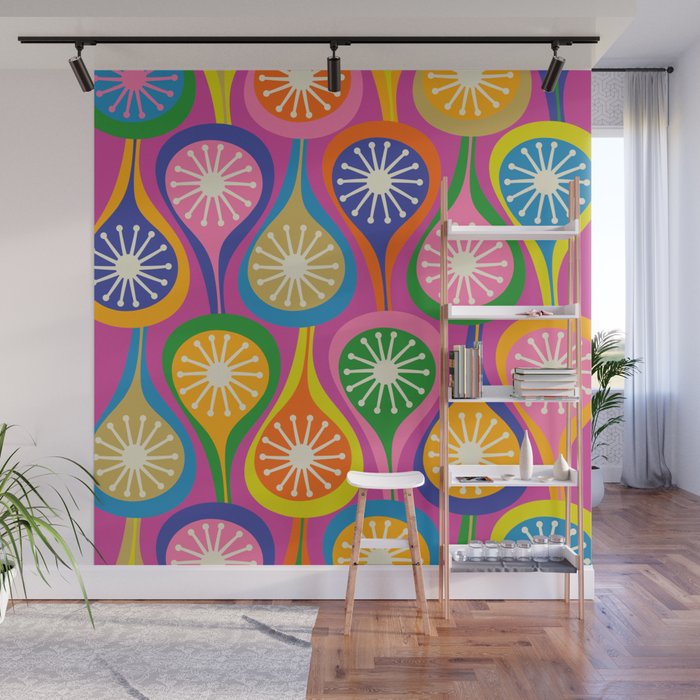 Colorful Mid Century Modern Atomic Drops Fun Retro Pattern Wall Mural Gallery Image 1
