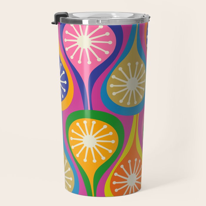 Colorful Mid Century Modern Atomic Drops Fun Retro Pattern Travel Mug Gallery Image 3