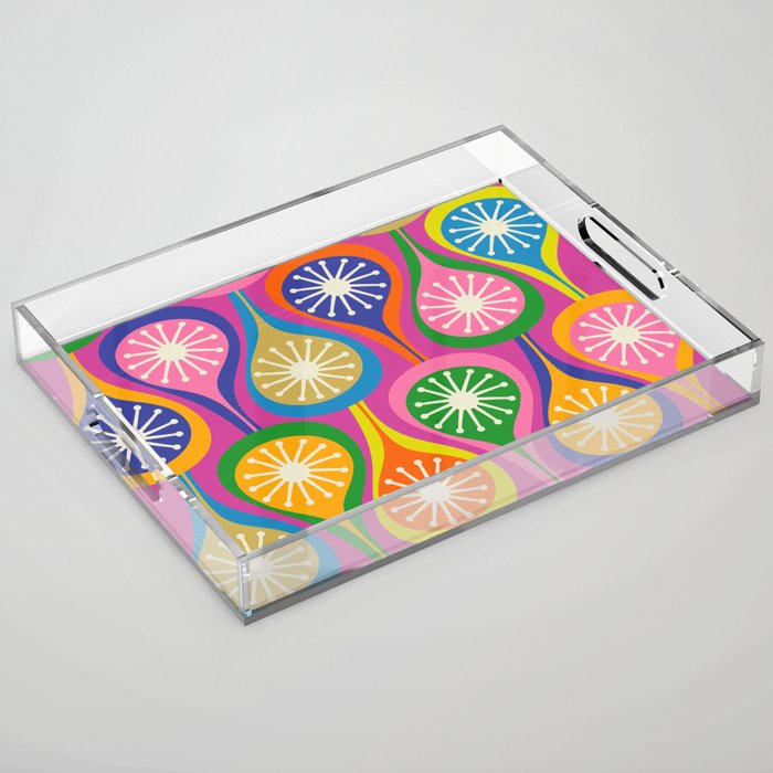 Colorful Mid Century Modern Atomic Drops Fun Retro Pattern Acrylic Tray Gallery Image 1