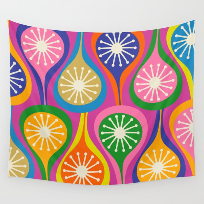 Colorful Mid Century Modern Atomic Drops Fun Retro Pattern Wall Tapestry Gallery Image 4