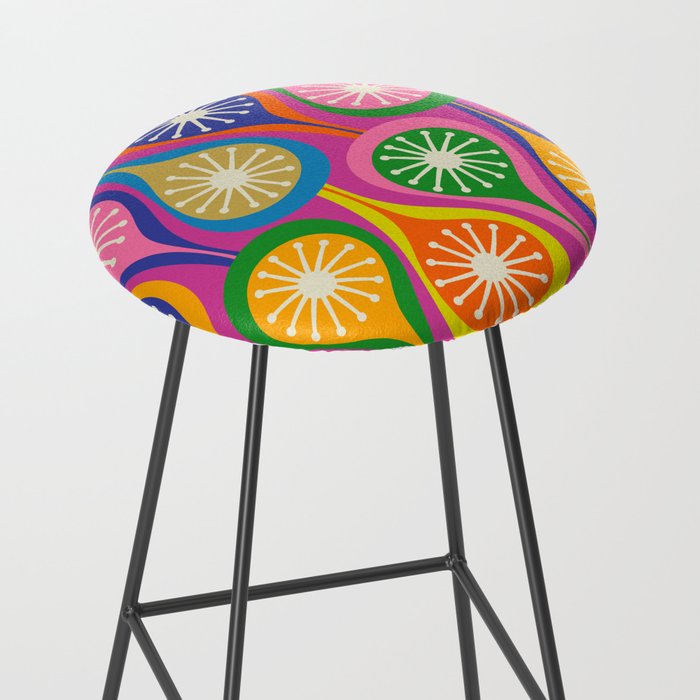 Colorful Mid Century Modern Atomic Drops Fun Retro Pattern Stool Gallery Image 2