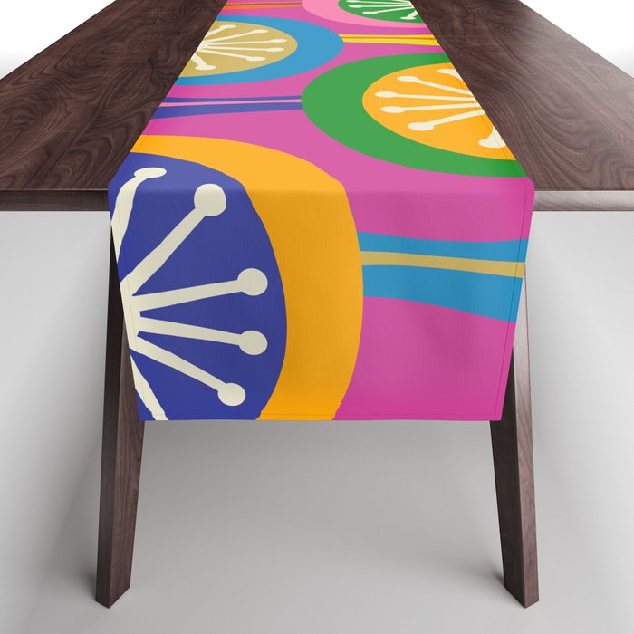Colorful Mid Century Modern Atomic Drops Fun Retro Pattern Table Runner Gallery Image 1