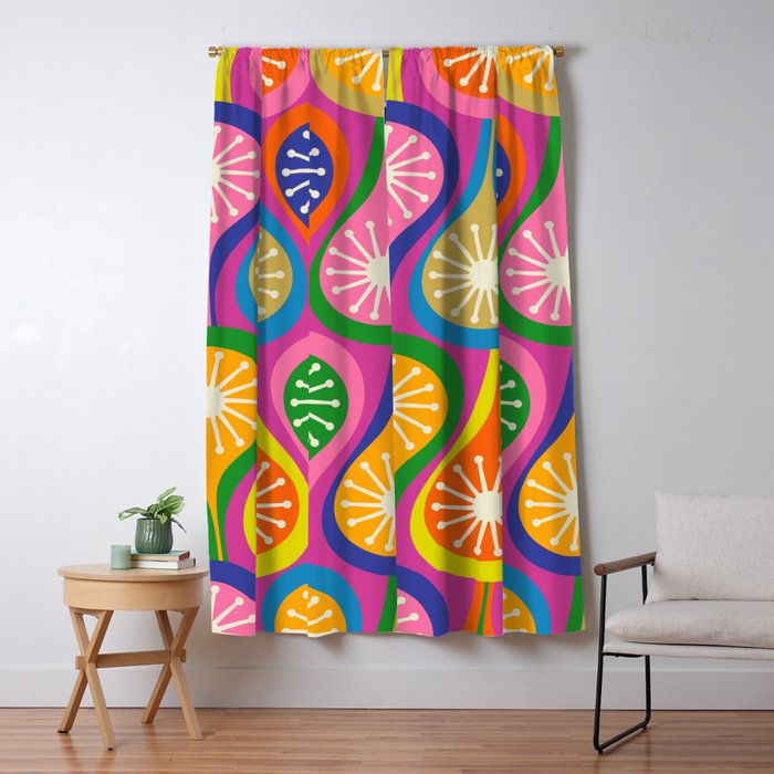 Colorful Mid Century Modern Atomic Drops Fun Retro Pattern Window Curtain Gallery Image 5