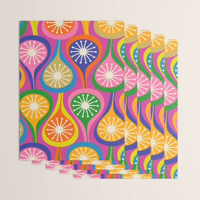 Colorful Mid Century Modern Atomic Drops Fun Retro Pattern Wrapping Paper Gallery Image 3