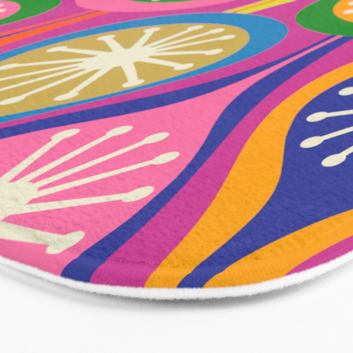 Colorful Mid Century Modern Atomic Drops Fun Retro Pattern Bath Mat Gallery Image 3