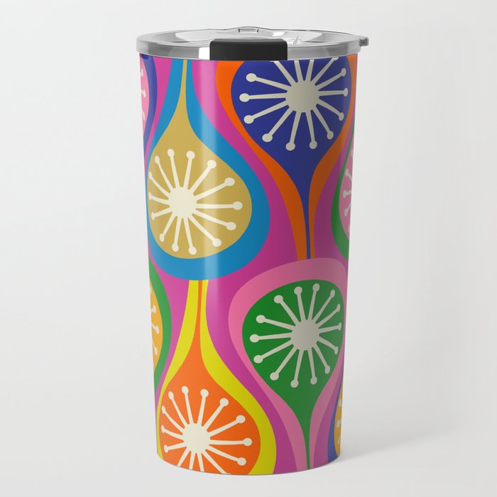 Colorful Mid Century Modern Atomic Drops Fun Retro Pattern Travel Mug Gallery Image 1