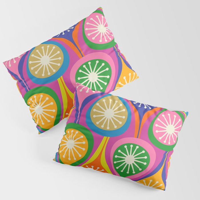 Colorful Mid Century Modern Atomic Drops Fun Retro Pattern Pillow Sham Gallery Image 1