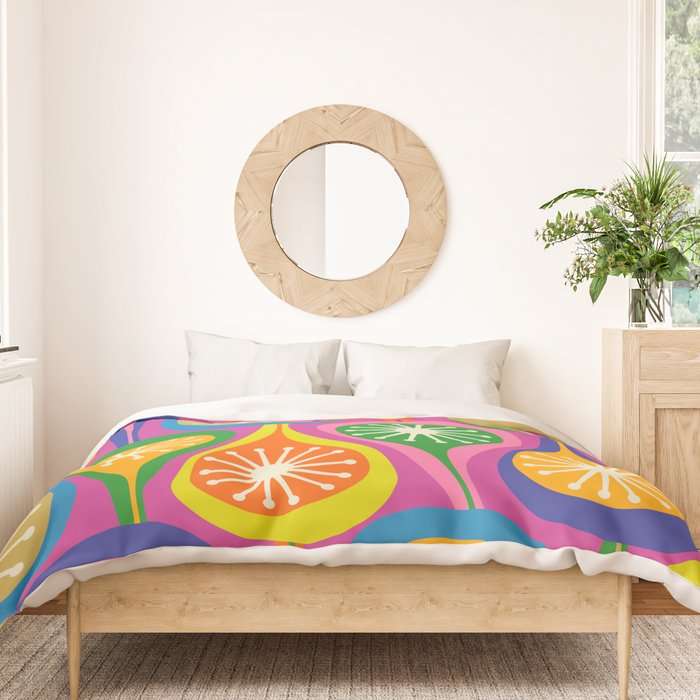 Colorful Mid Century Modern Atomic Drops Fun Retro Pattern Duvet Cover Gallery Image 3