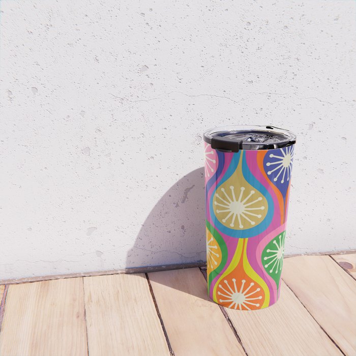 Colorful Mid Century Modern Atomic Drops Fun Retro Pattern Travel Mug Gallery Image 4