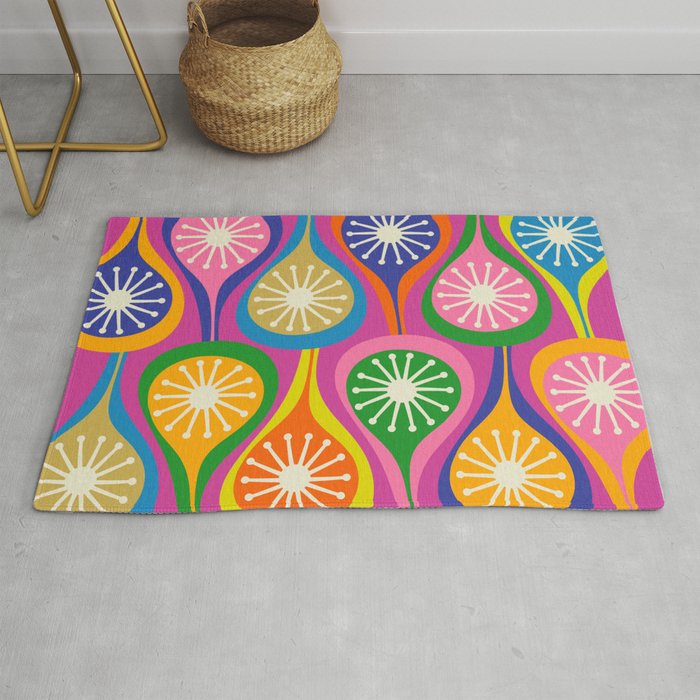 Colorful Mid Century Modern Atomic Drops Fun Retro Pattern Rug Gallery Image 1