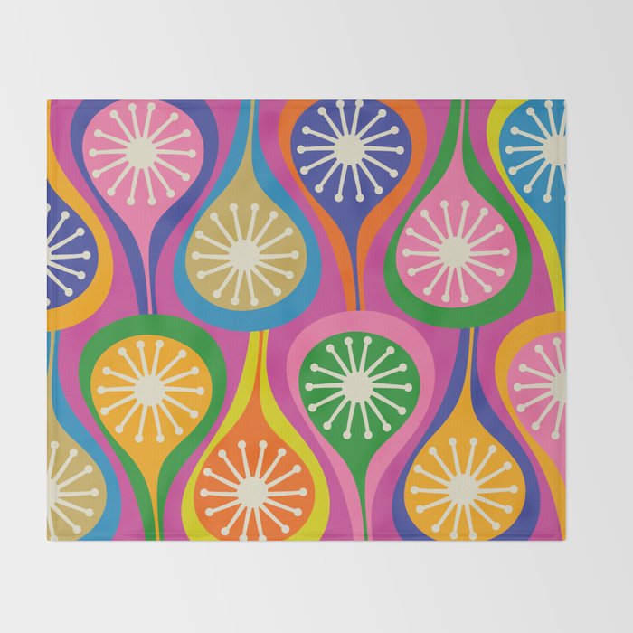 Colorful Mid Century Modern Atomic Drops Fun Retro Pattern Throw Blanket Gallery Image 2