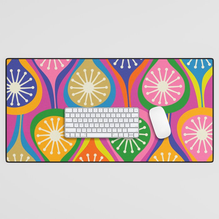 Colorful Mid Century Modern Atomic Drops Fun Retro Pattern Desk Mat Gallery Image 1